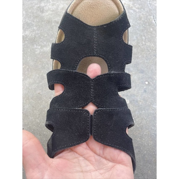 SKETCHERS Womens Memory Foam Wedge Heels Black Strap Suede Sandals Shoes 9.5 - Picture 12 of 12